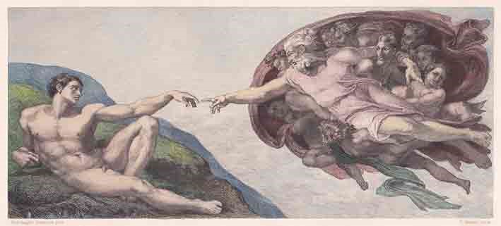 Fresco von Michelangelo - Die Erschaffung Adams